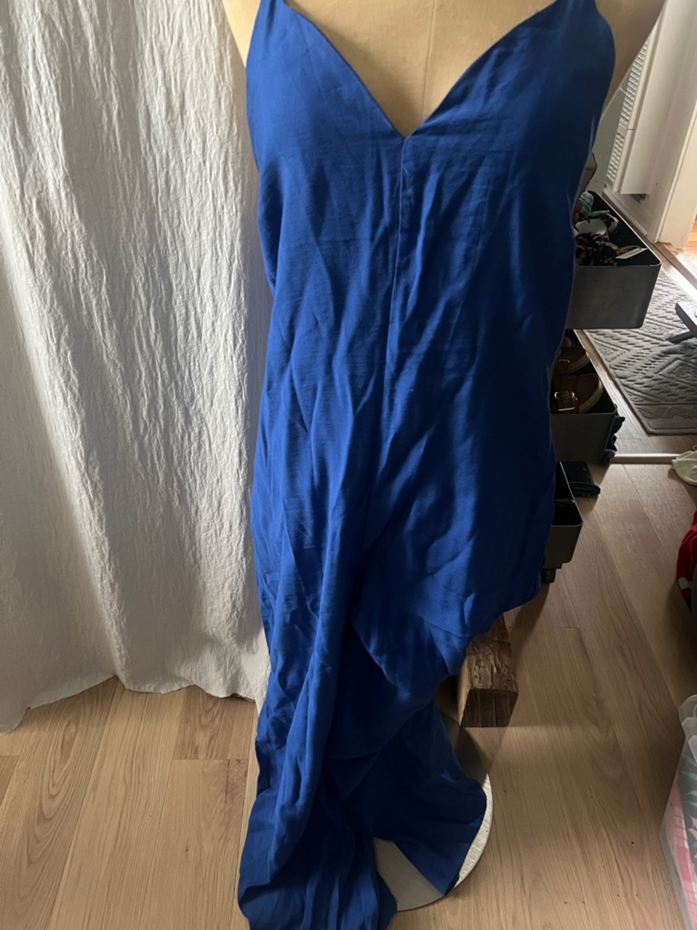 Mango Royal Blue V-Neck Jumpsuit